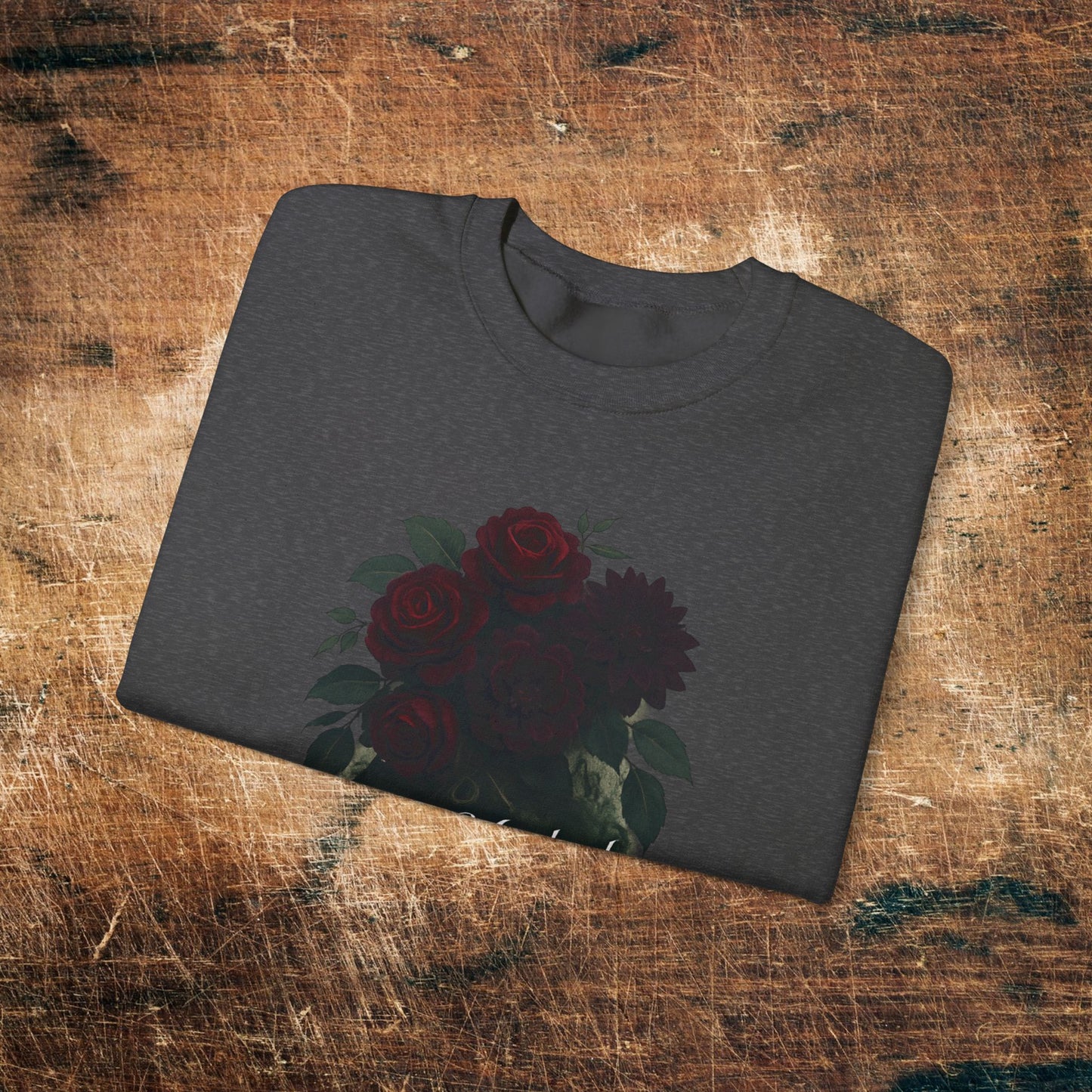 Floral Heart 'Rune-Marked Millennial' Graphic -Crewneck Sweatshirt