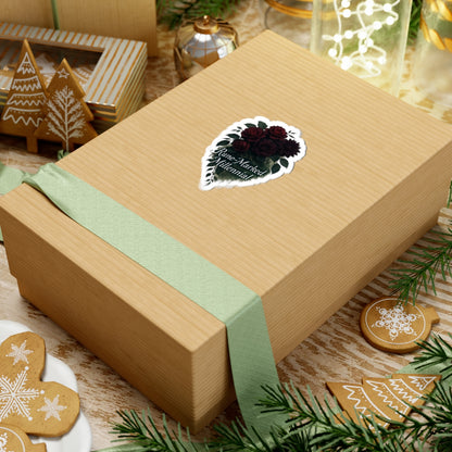 Rune-Marked Millennial Floral Sticker — Dark Rose Kiss-Cut Laptop Decal