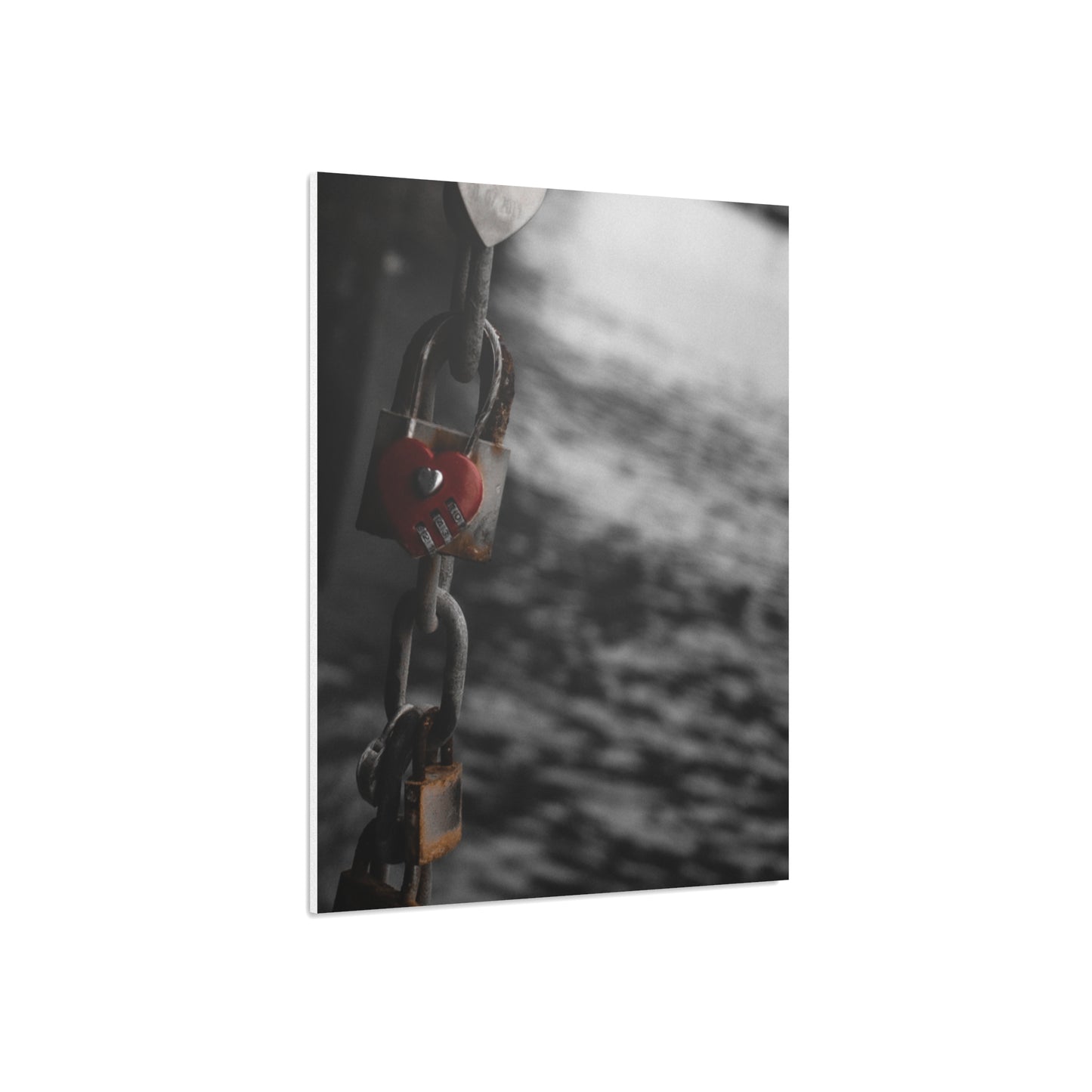 Love Lock Foam Board Print - Moody Black & White Romance Wall Art