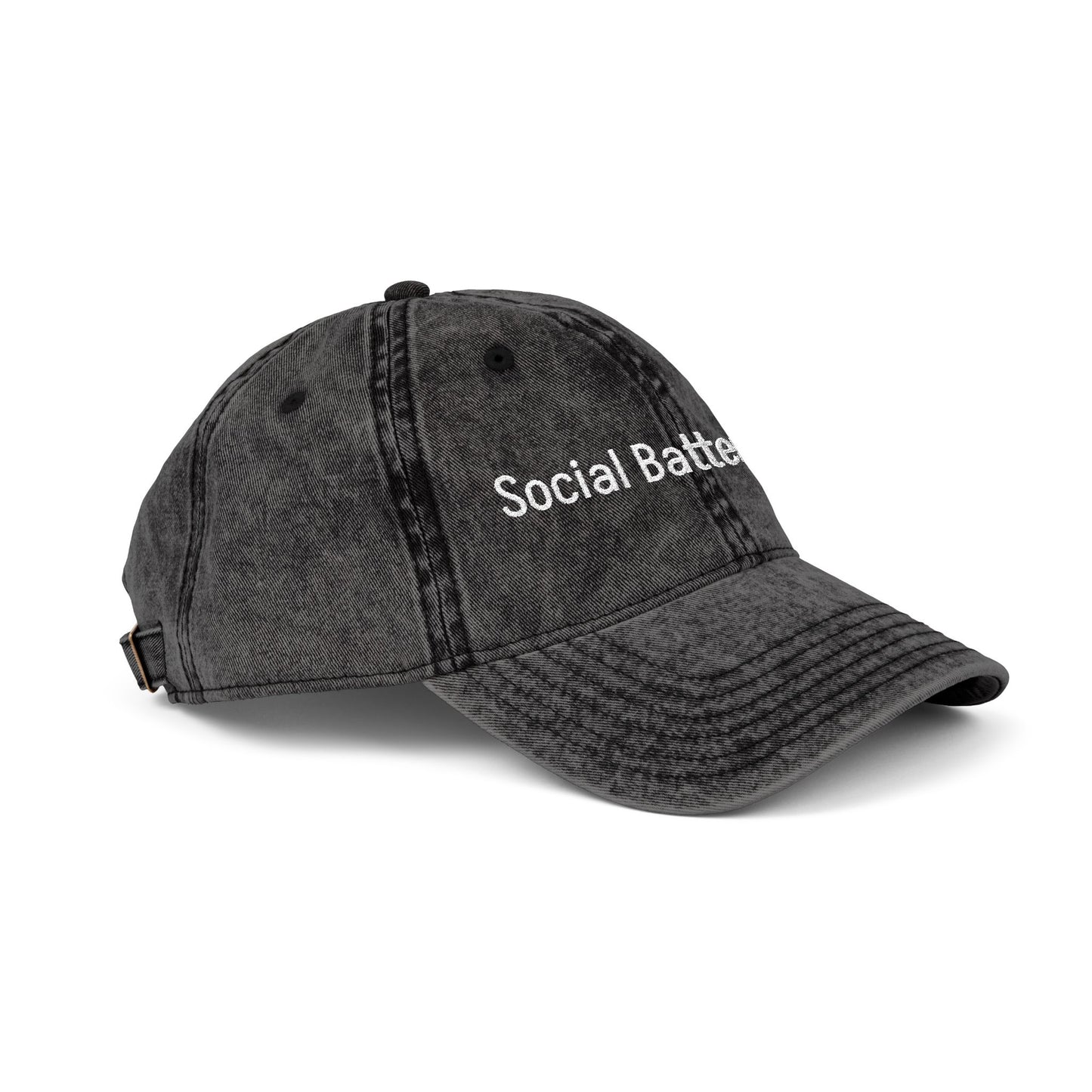 Social Battery-  Vintage Embroidered Baseball Cap
