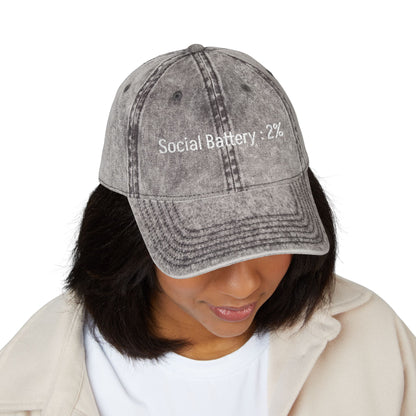 Social Battery-  Vintage Embroidered Baseball Cap