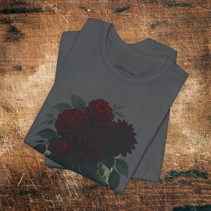 Rune-Marked Millennial Tee — Dark Floral Heart Graphic T‑Shirt