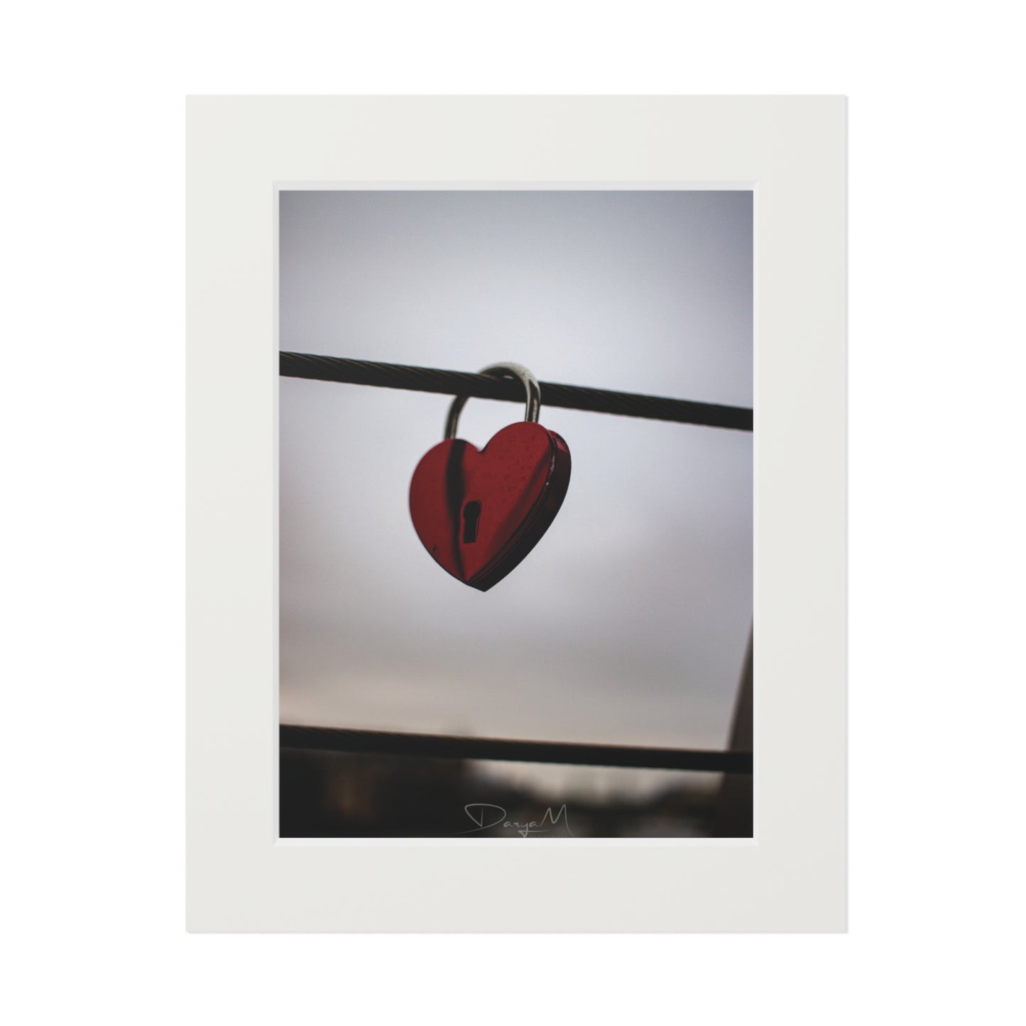 Heart Lock Fine Art Print with Passepartout Frame - Romantic Wall Art