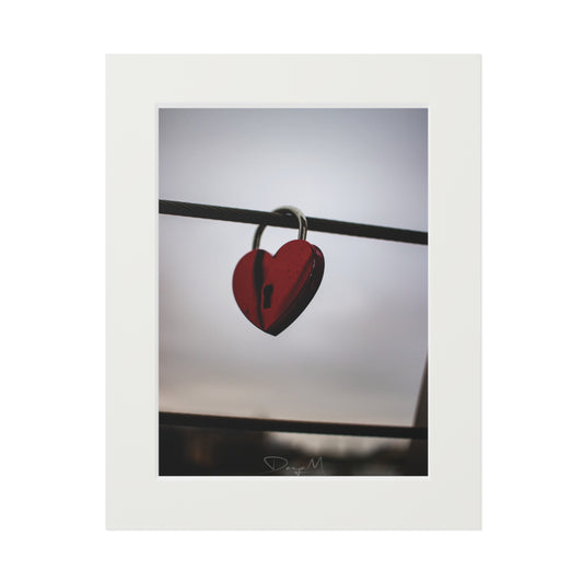 Heart Lock Fine Art Print with Passepartout Frame - Romantic Wall Art