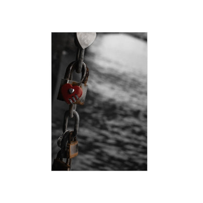 Love Lock Foam Board Print - Moody Black & White Romance Wall Art