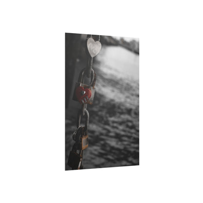 Love Lock Foam Board Print - Moody Black & White Romance Wall Art
