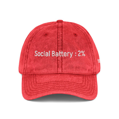 Social Battery-  Vintage Embroidered Baseball Cap