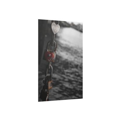 Love Lock Foam Board Print - Moody Black & White Romance Wall Art