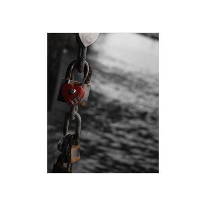 Love Lock Foam Board Print - Moody Black & White Romance Wall Art