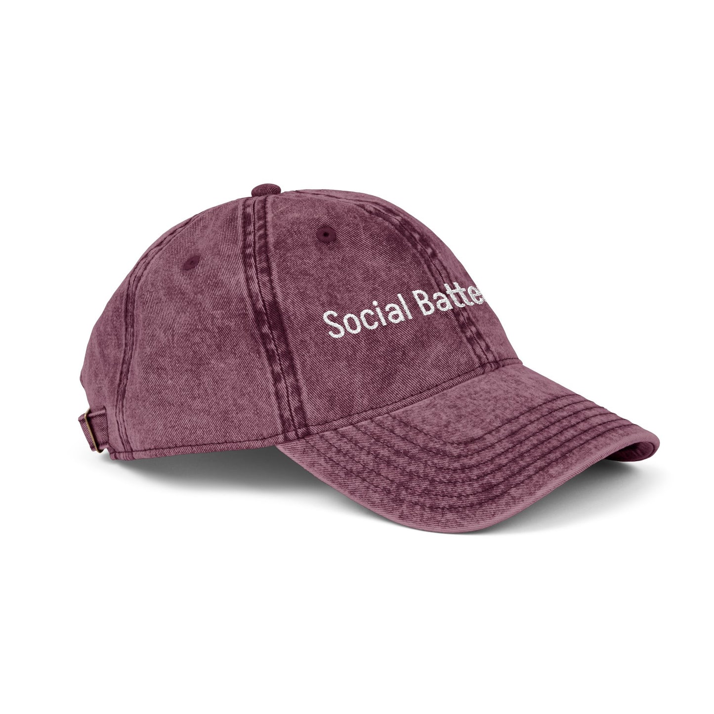 Social Battery-  Vintage Embroidered Baseball Cap