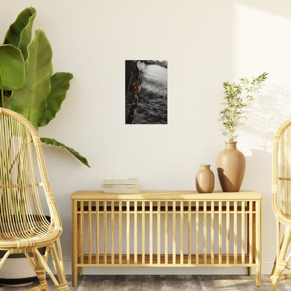 Love Lock Foam Board Print - Moody Black & White Romance Wall Art
