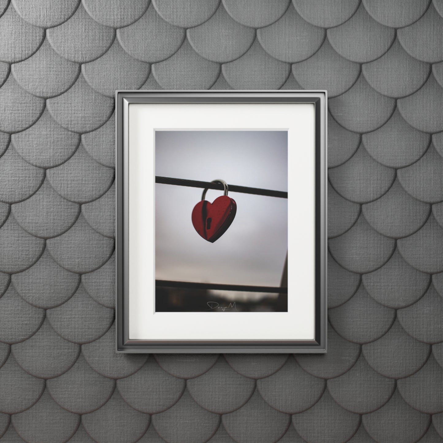 Heart Lock Fine Art Print with Passepartout Frame - Romantic Wall Art