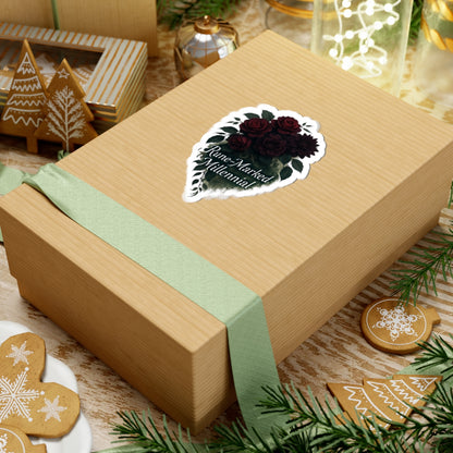 Rune-Marked Millennial Floral Sticker — Dark Rose Kiss-Cut Laptop Decal