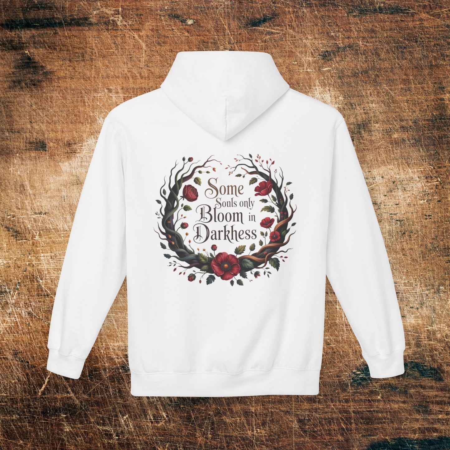 "Some Souls Only Bloom in Darkness" Floral Gothic Pullover Hoodie