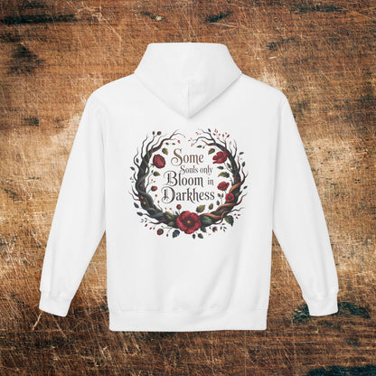 "Some Souls Only Bloom in Darkness" Floral Gothic Pullover Hoodie