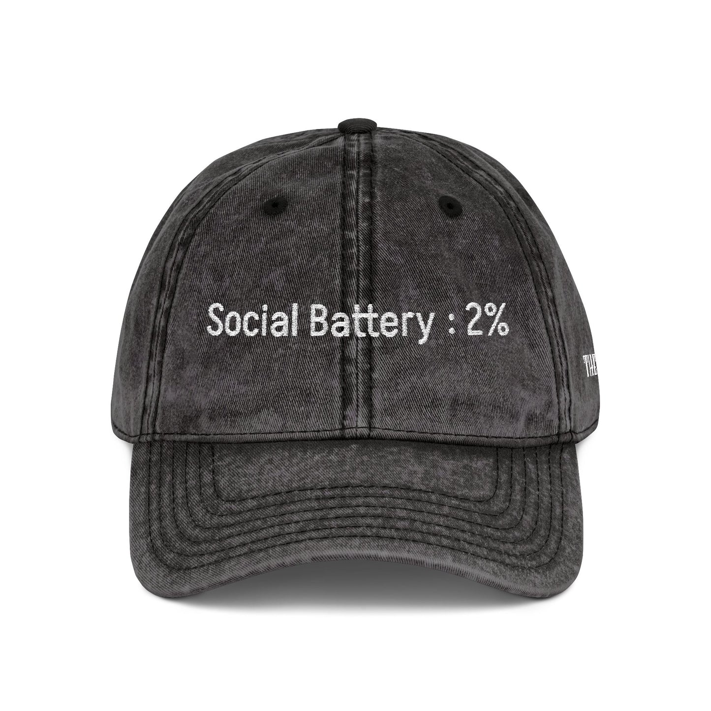 Social Battery-  Vintage Embroidered Baseball Cap
