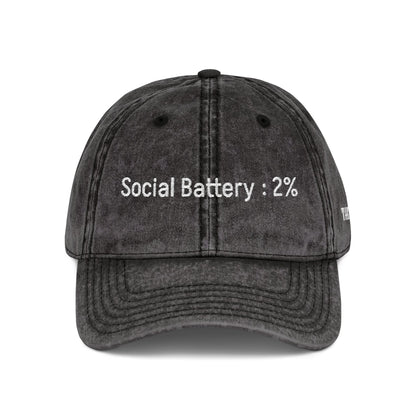 Social Battery-  Vintage Embroidered Baseball Cap