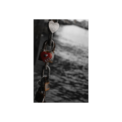 Love Lock Foam Board Print - Moody Black & White Romance Wall Art