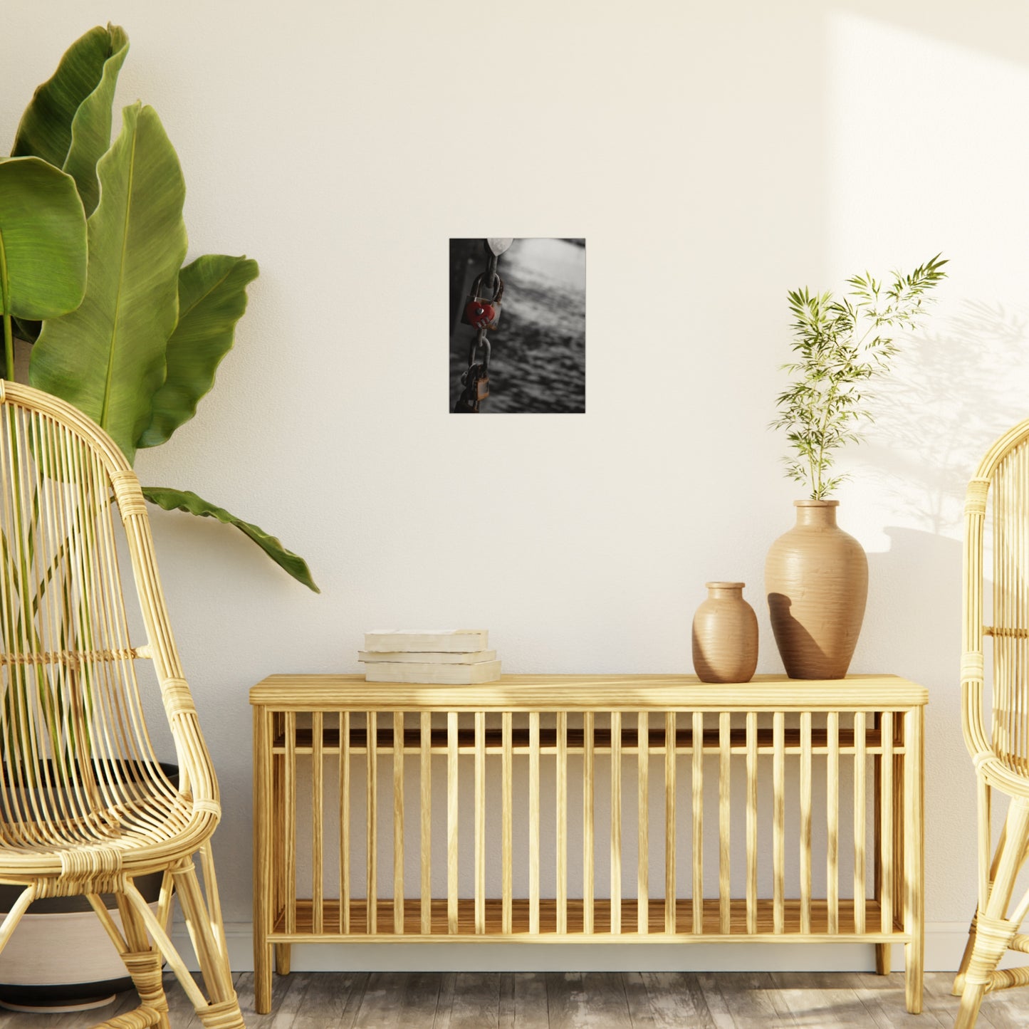 Love Lock Foam Board Print - Moody Black & White Romance Wall Art