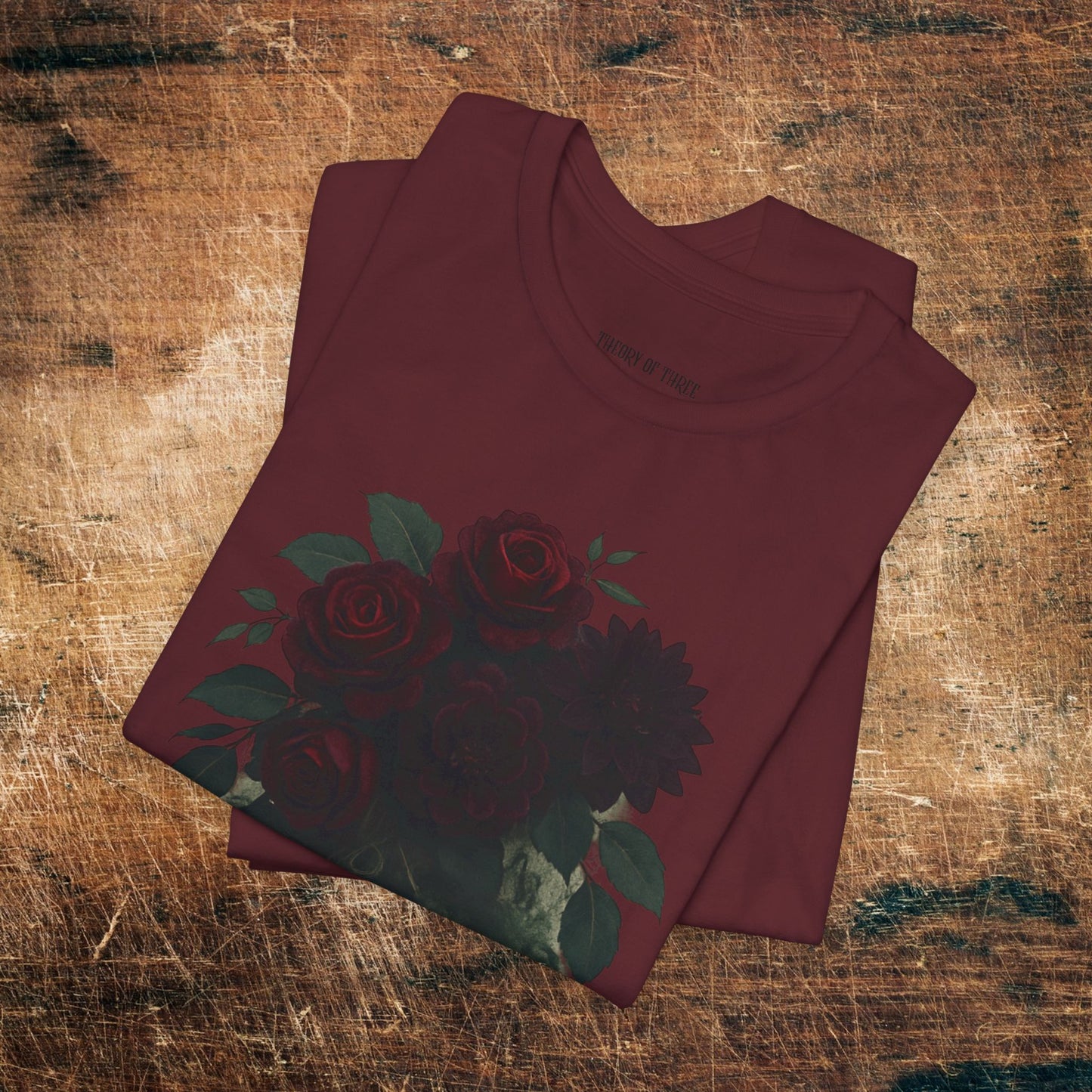 Rune-Marked Millennial Tee — Dark Floral Heart Graphic T‑Shirt