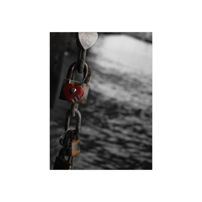 Love Lock Foam Board Print - Moody Black & White Romance Wall Art