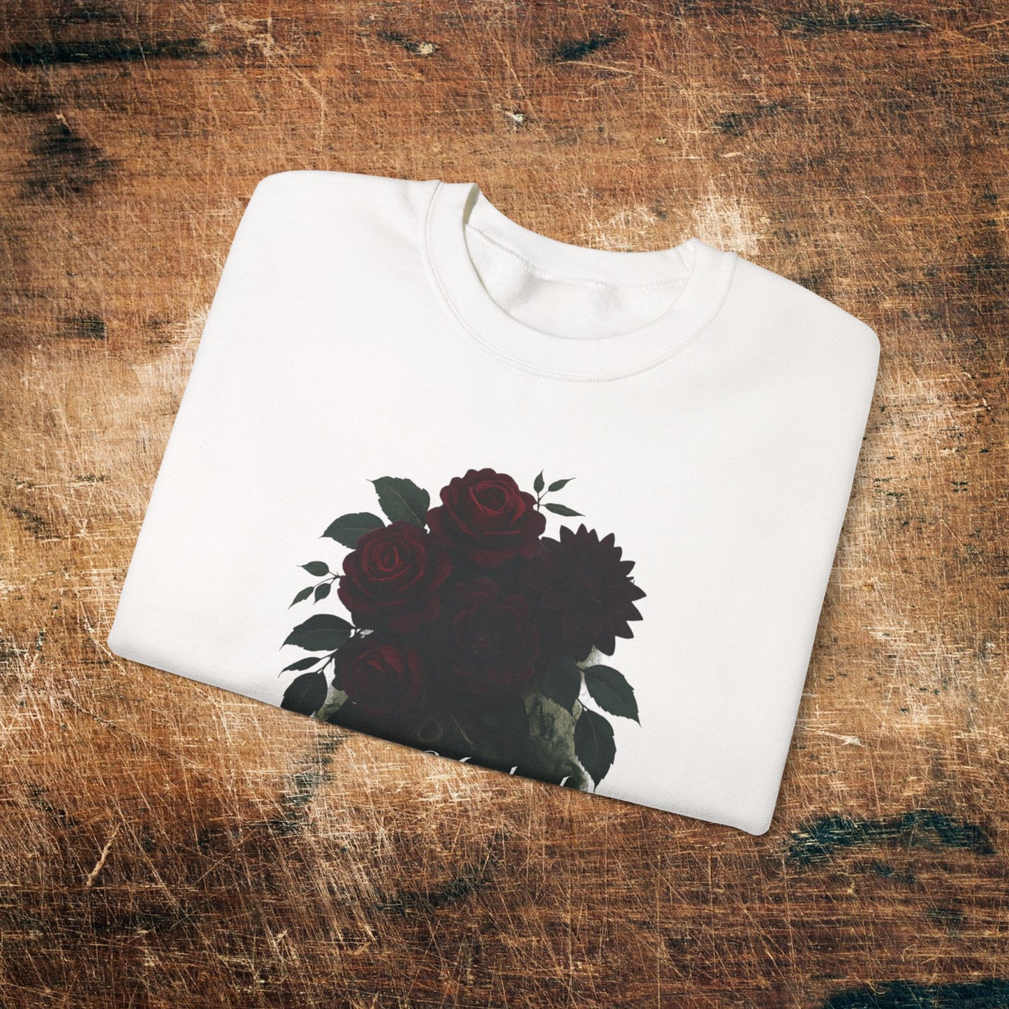 Floral Heart 'Rune-Marked Millennial' Graphic -Crewneck Sweatshirt