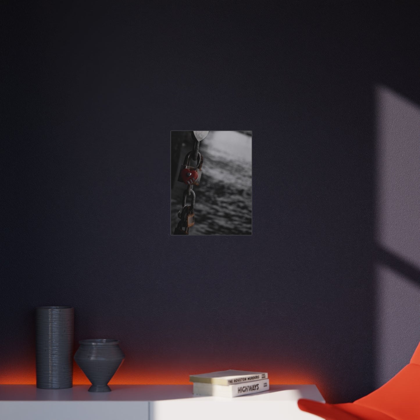 Love Lock Foam Board Print - Moody Black & White Romance Wall Art