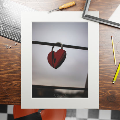 Heart Lock Fine Art Print with Passepartout Frame - Romantic Wall Art