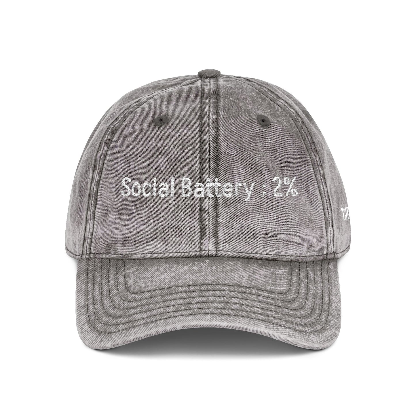 Social Battery-  Vintage Embroidered Baseball Cap