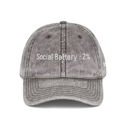 Social Battery-  Vintage Embroidered Baseball Cap