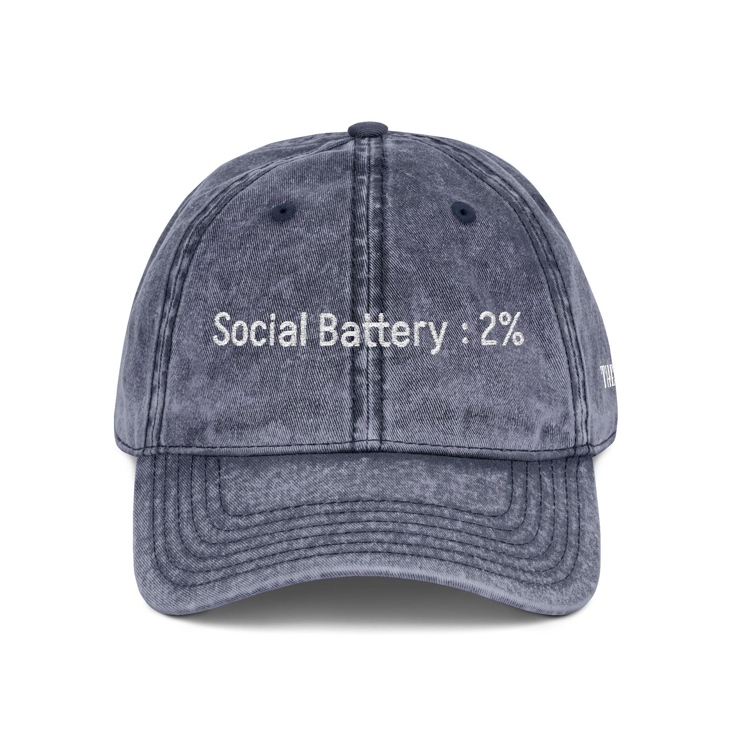 Social Battery-  Vintage Embroidered Baseball Cap