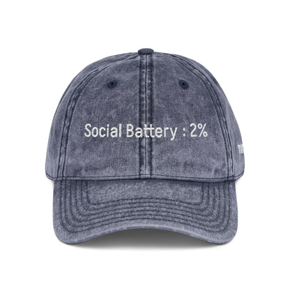 Social Battery-  Vintage Embroidered Baseball Cap