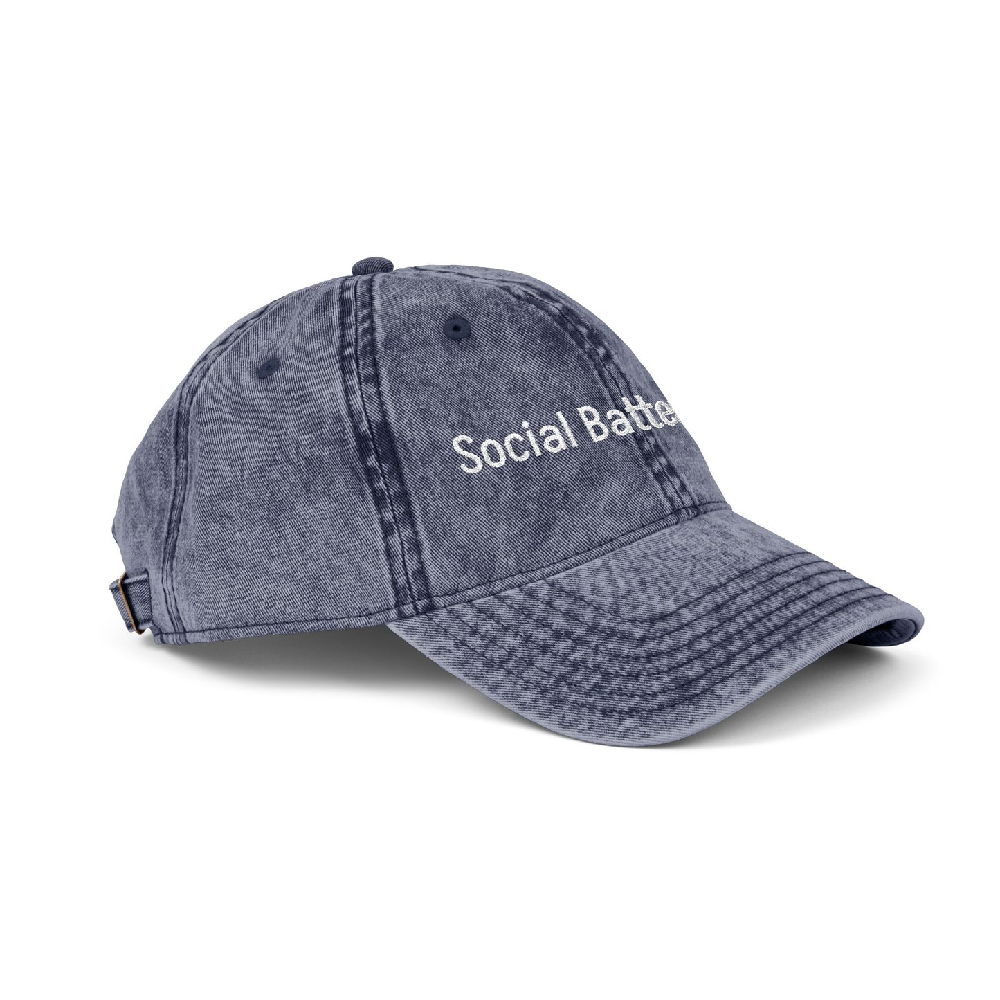 Social Battery-  Vintage Embroidered Baseball Cap