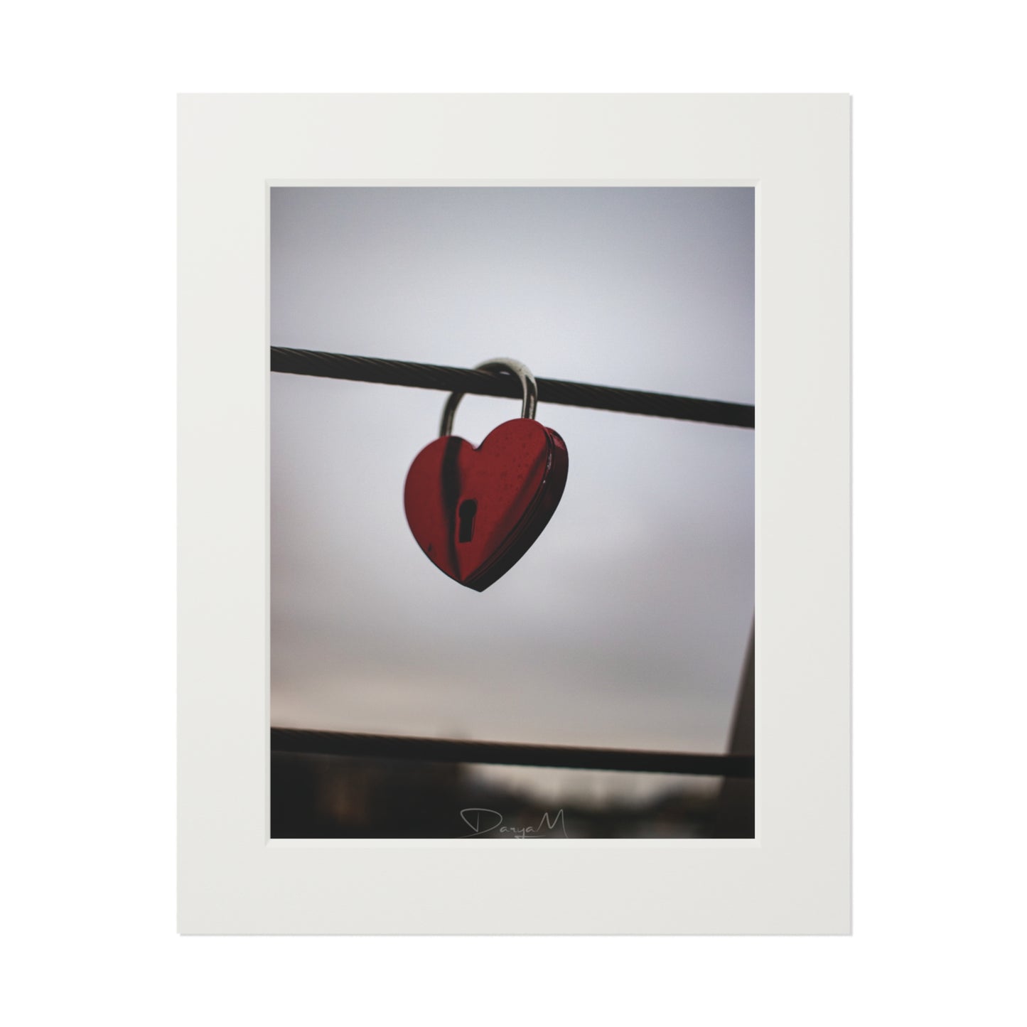 Heart Lock Fine Art Print with Passepartout Frame - Romantic Wall Art
