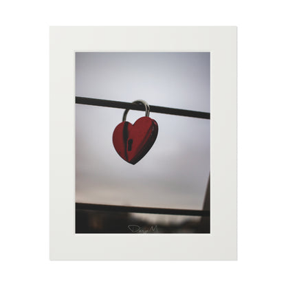 Heart Lock Fine Art Print with Passepartout Frame - Romantic Wall Art