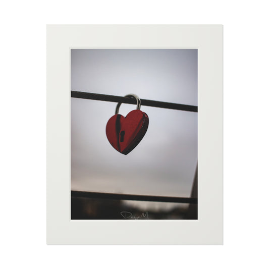 Heart Lock Fine Art Print with Passepartout Frame - Romantic Wall Art