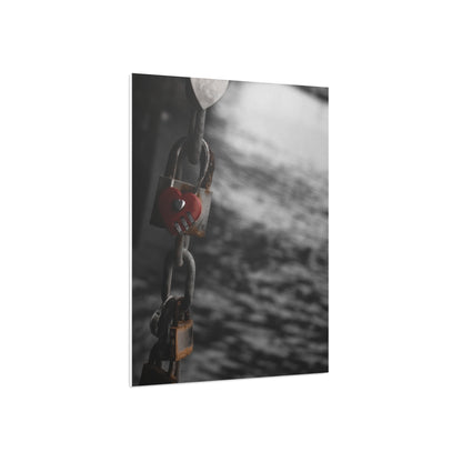 Love Lock Foam Board Print - Moody Black & White Romance Wall Art