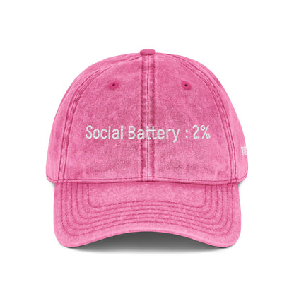 Social Battery-  Vintage Embroidered Baseball Cap