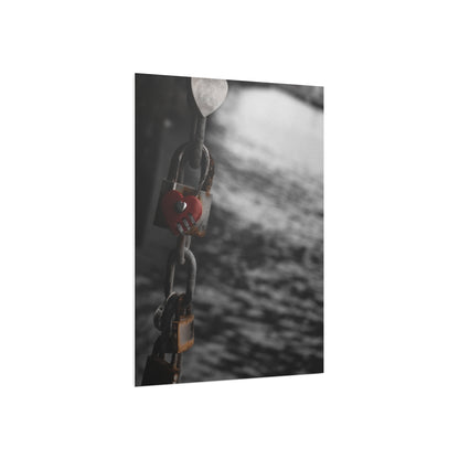 Love Lock Foam Board Print - Moody Black & White Romance Wall Art
