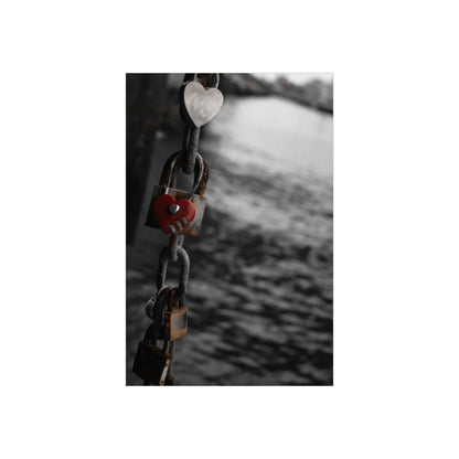 Love Lock Foam Board Print - Moody Black & White Romance Wall Art