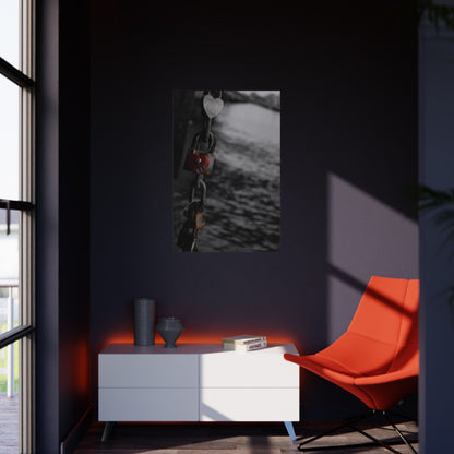 Love Lock Foam Board Print - Moody Black & White Romance Wall Art