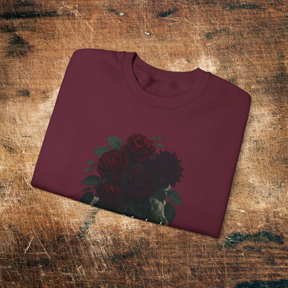 Floral Heart 'Rune-Marked Millennial' Graphic -Crewneck Sweatshirt