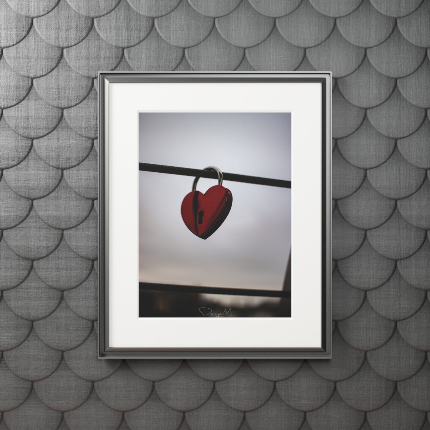 Heart Lock Fine Art Print with Passepartout Frame - Romantic Wall Art