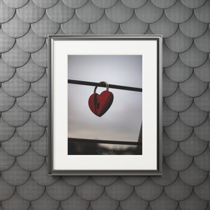 Heart Lock Fine Art Print with Passepartout Frame - Romantic Wall Art