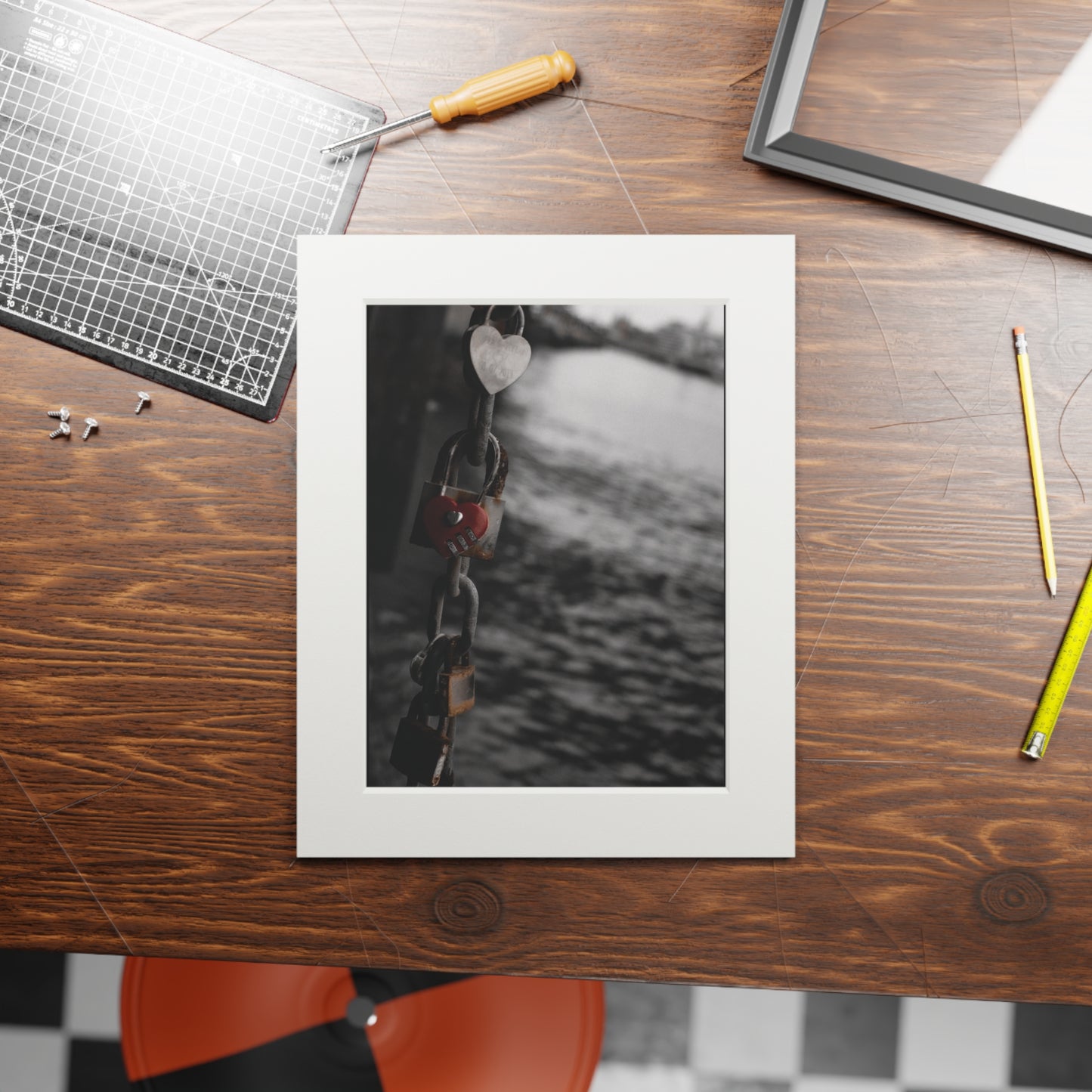 Locks- Fine Art Print with Passepartout Frame - Romantic Wall Art