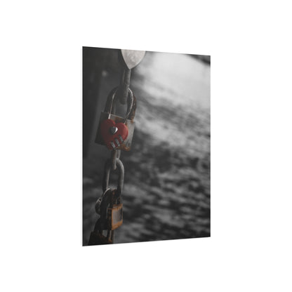 Love Lock Foam Board Print - Moody Black & White Romance Wall Art