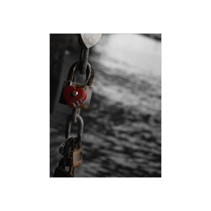 Love Lock Foam Board Print - Moody Black & White Romance Wall Art