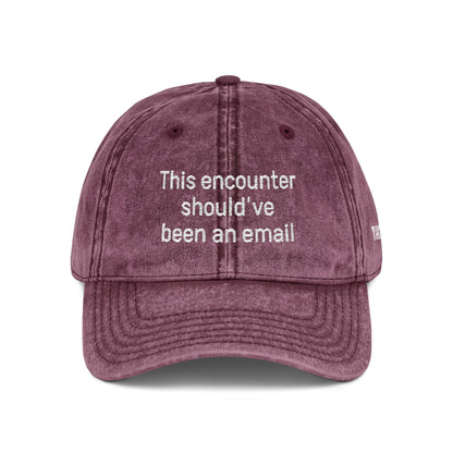 "This encounter should've been an email" Vintage Embroidered Baseball Cap