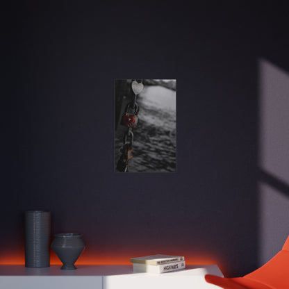 Love Lock Foam Board Print - Moody Black & White Romance Wall Art